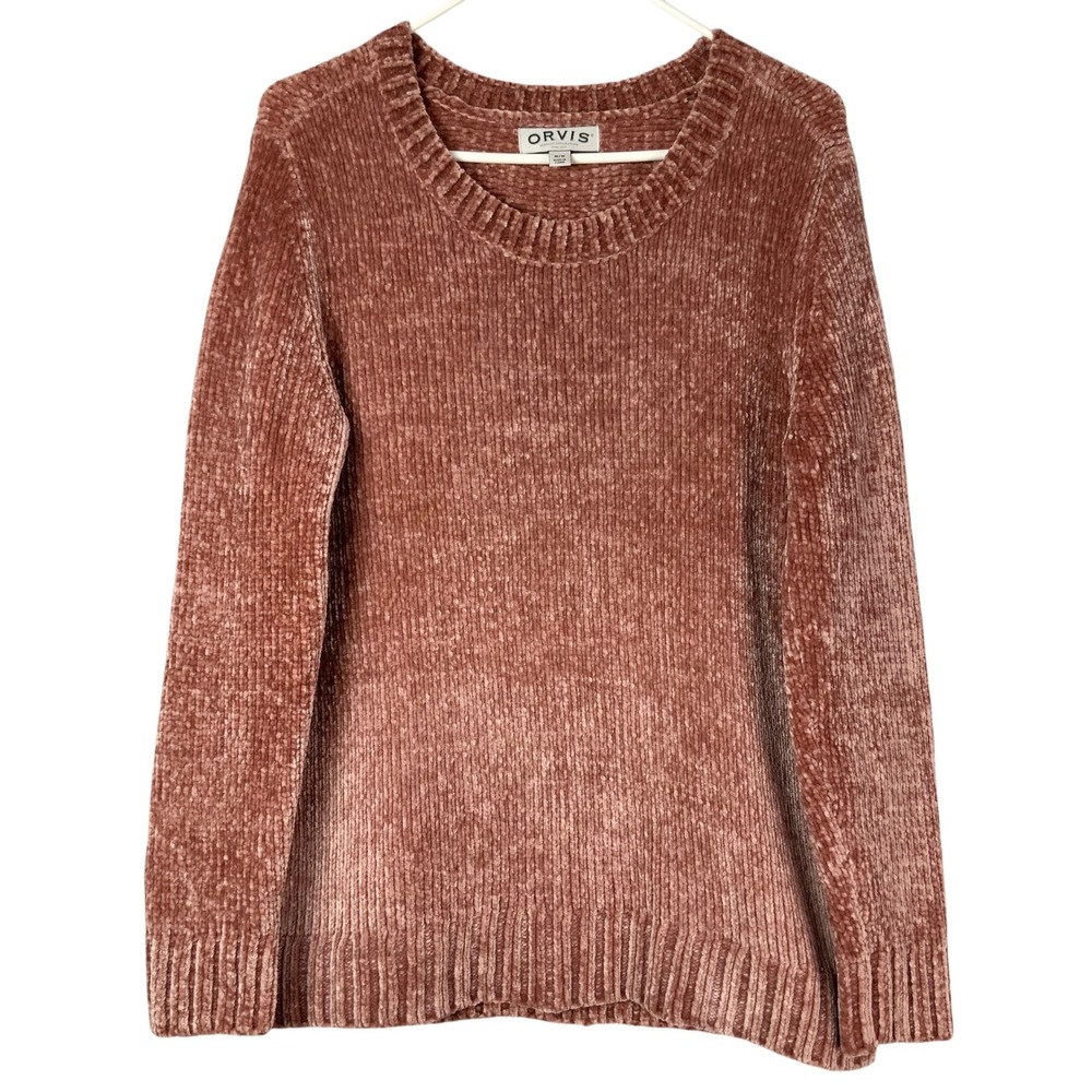 Orvis Classic Collection Rose Chenille Sweater M Pullover Crew Neck Long Sleeve
